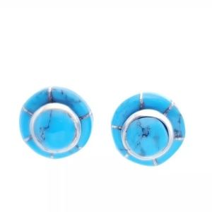 Vintage Navajo Peyote Button Turquoise Earrings